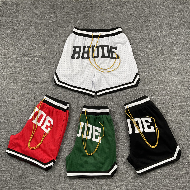 RHUDE Collegiate Arch Logo Mesh Basketball Shorts – Red