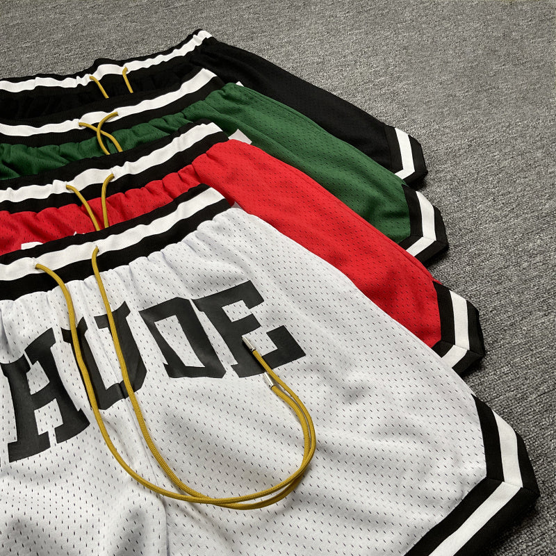 RHUDE Collegiate Arch Logo Mesh Basketball Shorts – Black