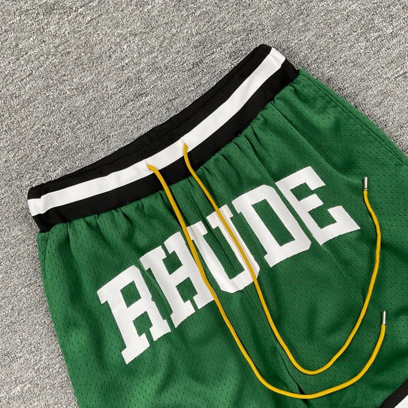 RHUDE Collegiate Arch Logo Mesh Basketball Shorts – Green