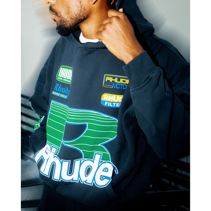 RHUDE Roadway Racing Hoodie – Black