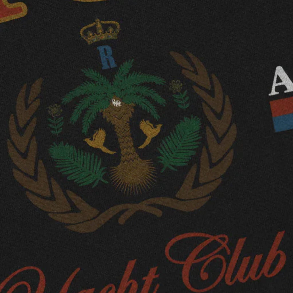 RHUDE Bay of Angels Yacht Club Graphic Hoodie – Black