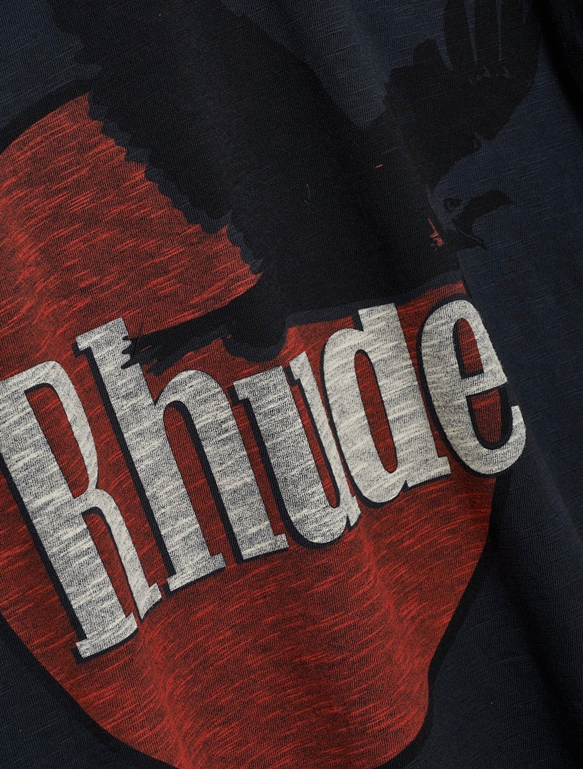 RHUDE Eagle Logo Slub Tee – Black