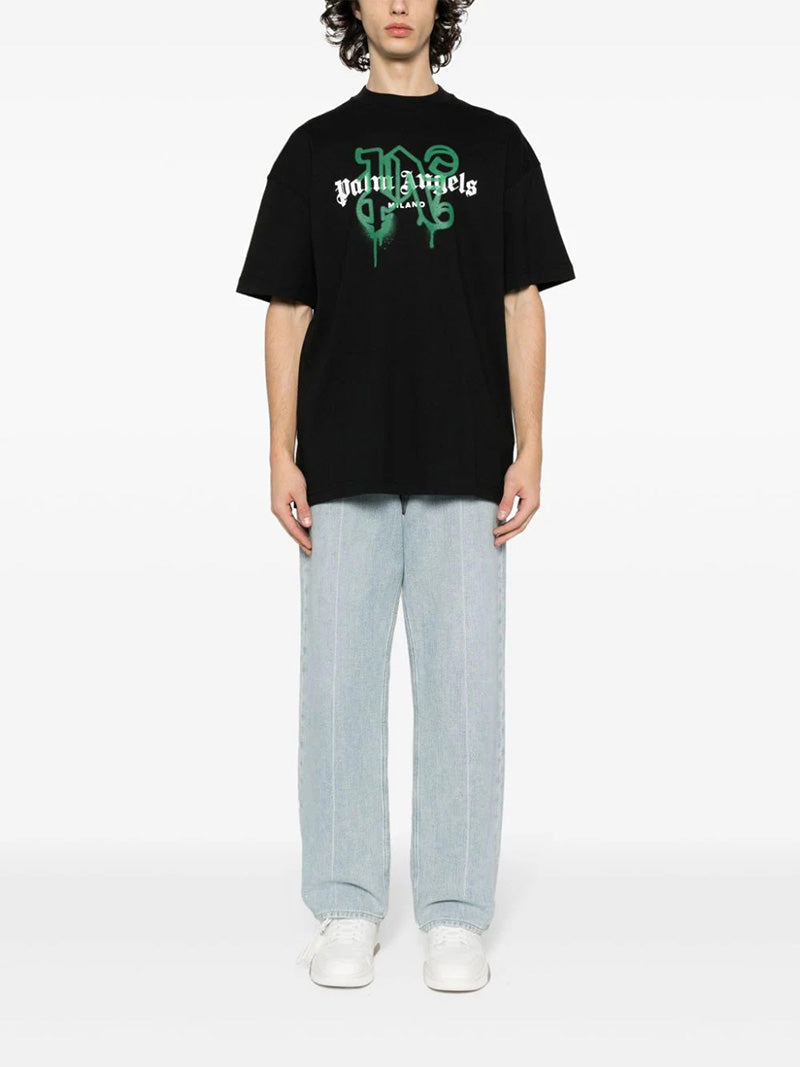Palm Angels Logo Print T-Shirt – Black | 100% Cotton