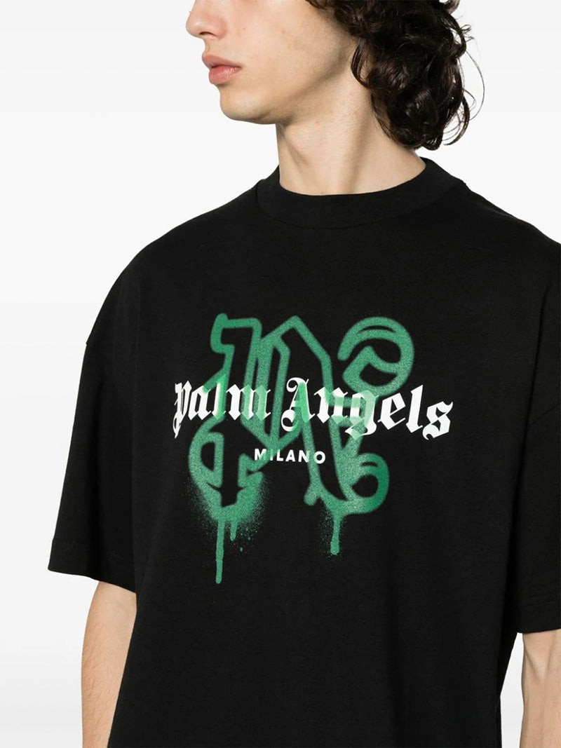 Palm Angels Logo Print T-Shirt – Black | 100% Cotton
