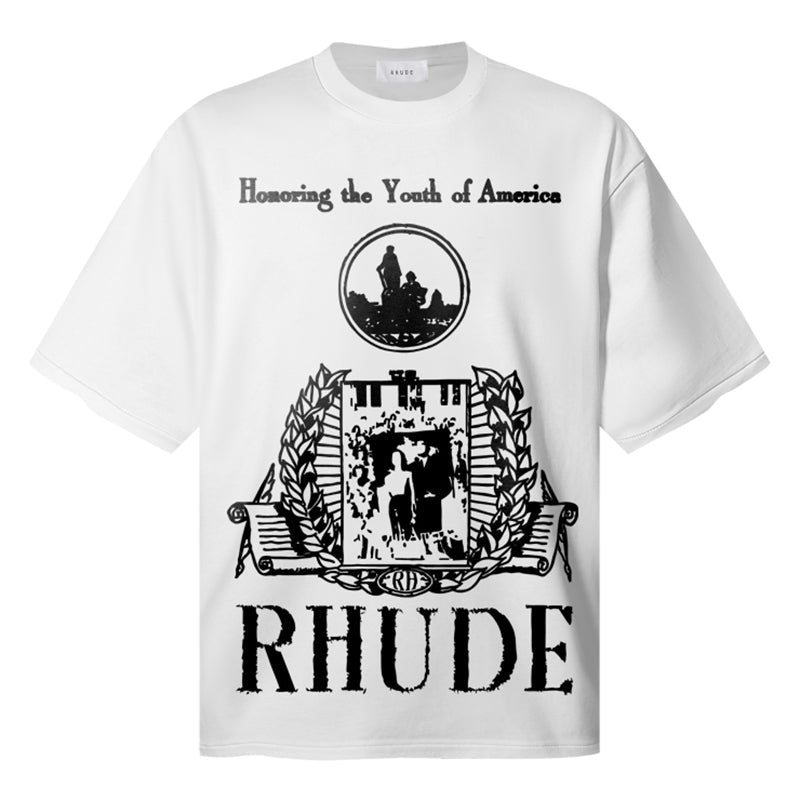 RHUDE Youth of America Tee – Black / White / Apricot