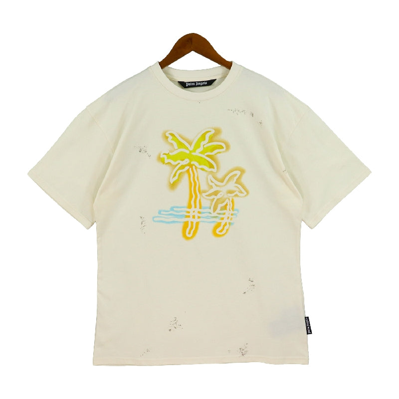 Palm Angels Tie-Dye Neon Palm Tree Stencil Oversized T-Shirt