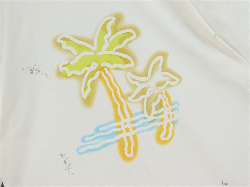 Palm Angels Tie-Dye Neon Palm Tree Stencil Oversized T-Shirt