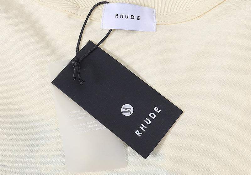 RHUDE Saint Malo Castle Graphic T-Shirt – Apricot / Black / White