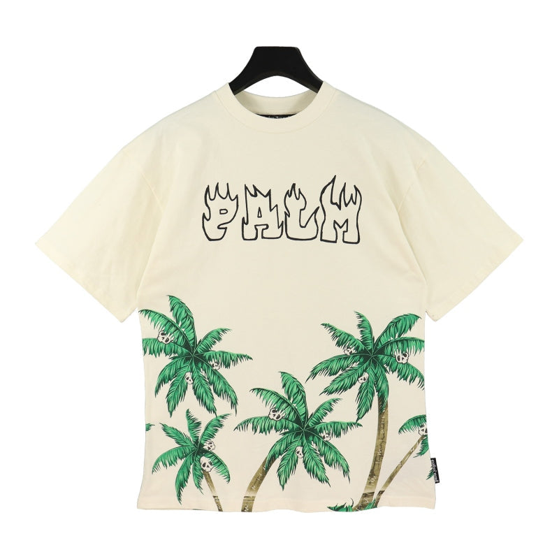 Palm Angels Skull Palm Tree Flame Logo T-Shirt