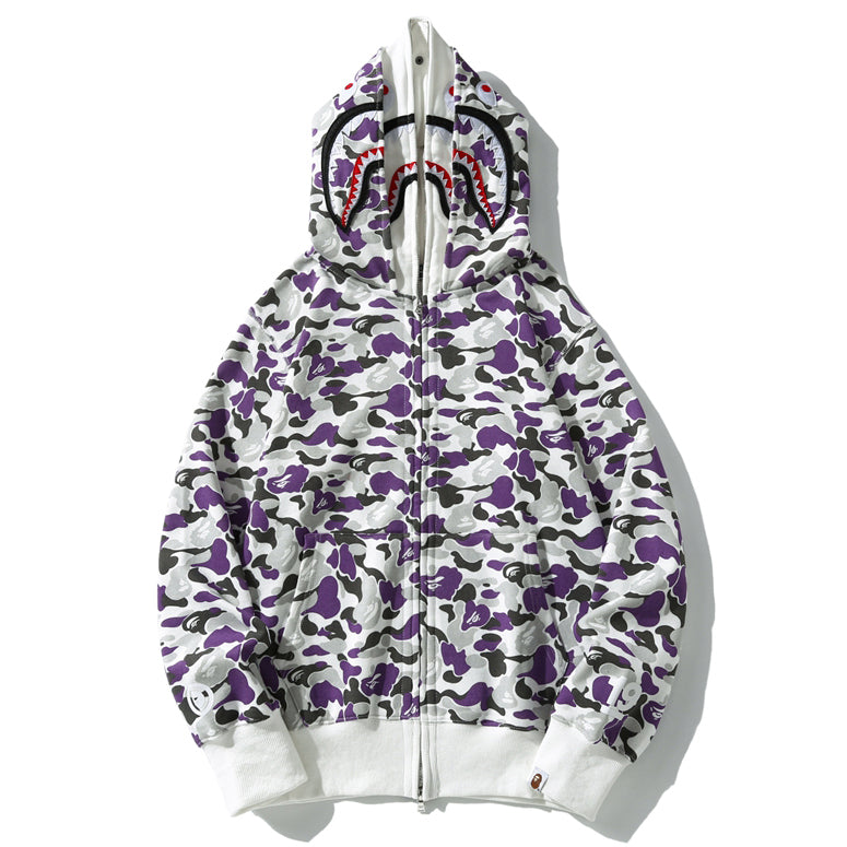 BAPE Purple Camo Shark Double-Zip Hoodie