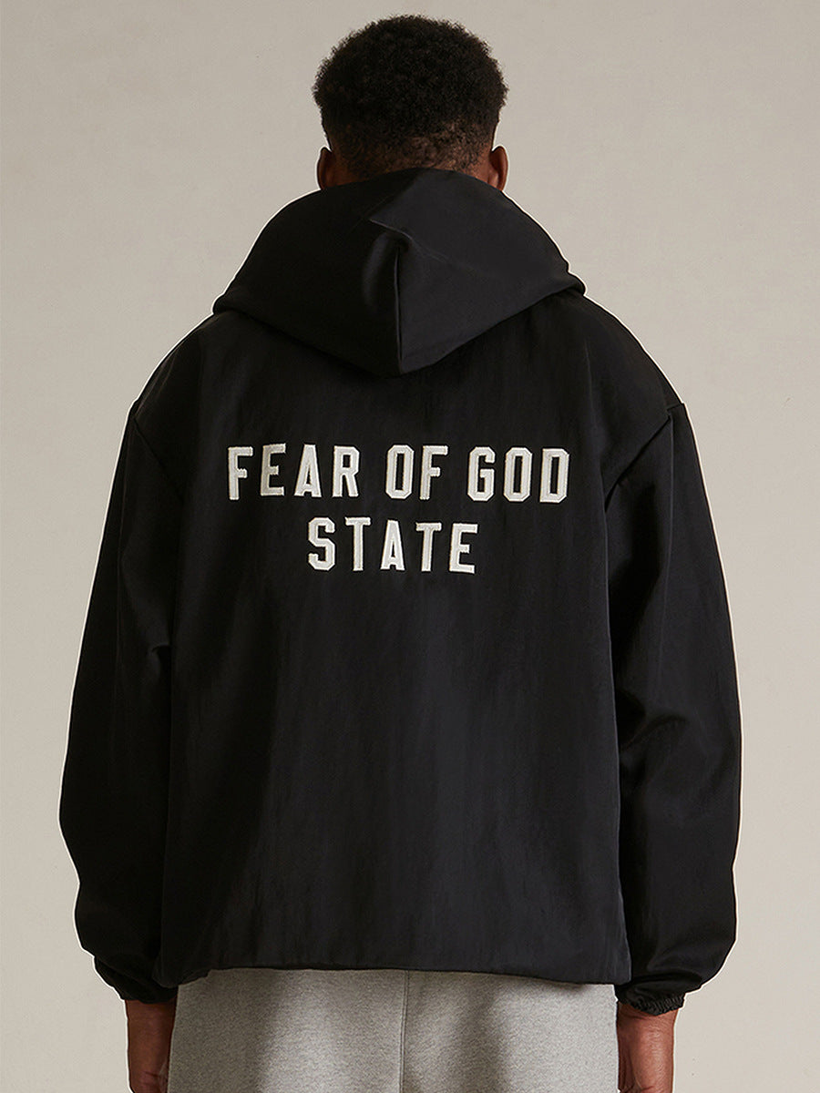 Fear Of God STATE Textured Nylon Hooded Jacket – Black