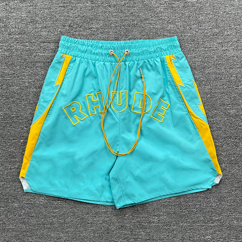 RHUDE Court Logo Sport Shorts – Red / Green