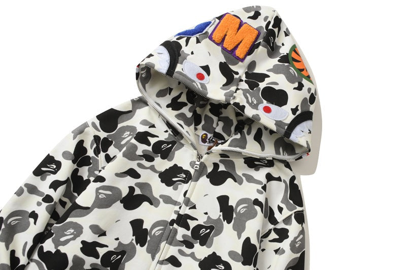 BAPE White Camo Shark Full-Zip Hoodie