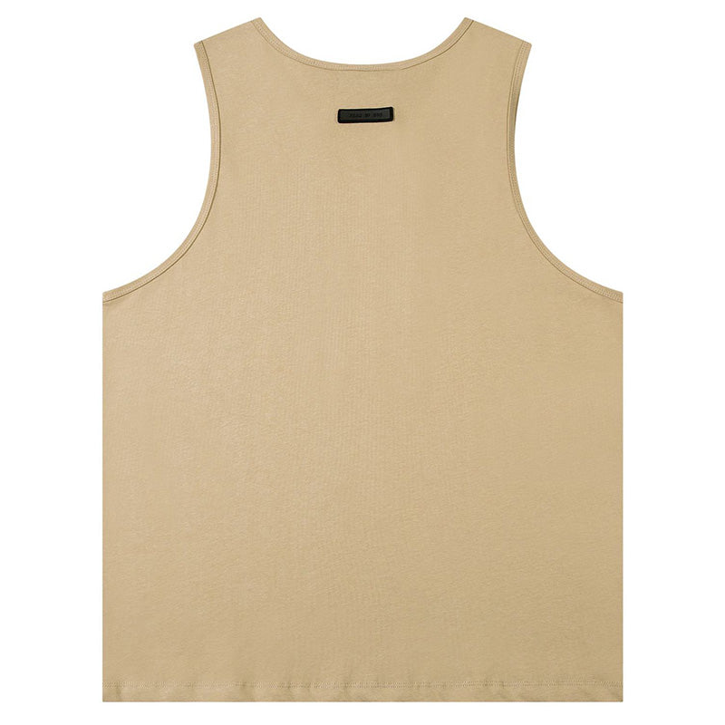 Fear of God Flocked Letter Crew Neck Sleeveless T-Shirt – Khaki / Black