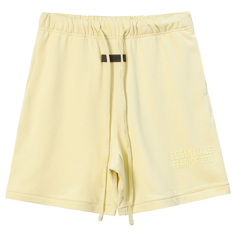Fear of God Season 8 Flocked Letter Print Shorts – Light Yellow / Smoky Gray
