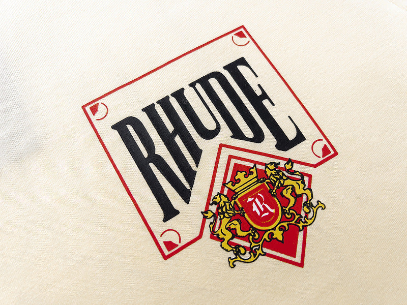 RHUDE Crest Logo Graphic T-Shirt – Black / Apricot / White