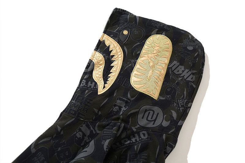 BAPE Black Gold Shark Camouflage Hoodie