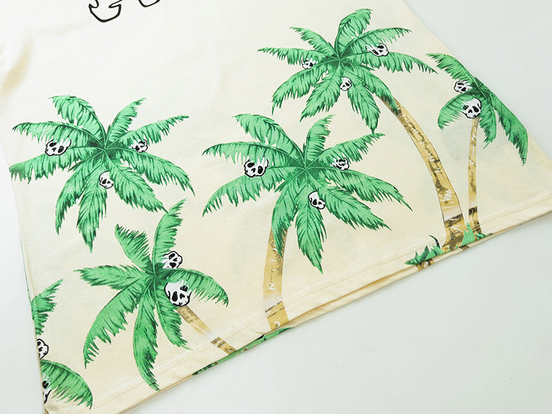 Palm Angels Hawaiian Coconut Tree Skull T-Shirt – 100% Cotton