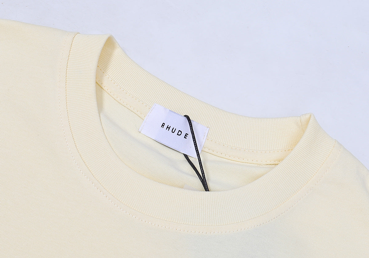 RHUDE Warning Logo Cotton T-Shirt – Apricot / Black / White