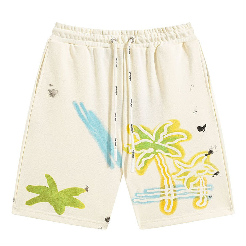 Palm Angels Neon Palm Tree Spray Paint Distressed T-Shirt & Shorts Set