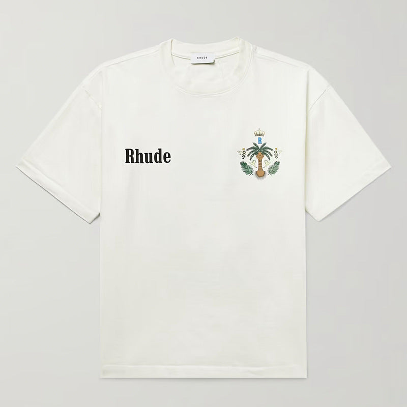 RHUDE Logo-Print T-Shirt – White / Black / Apricot