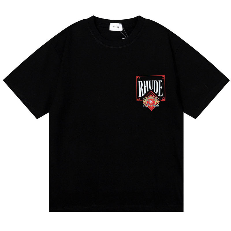 RHUDE Crest Logo Graphic T-Shirt – Black / Apricot / White