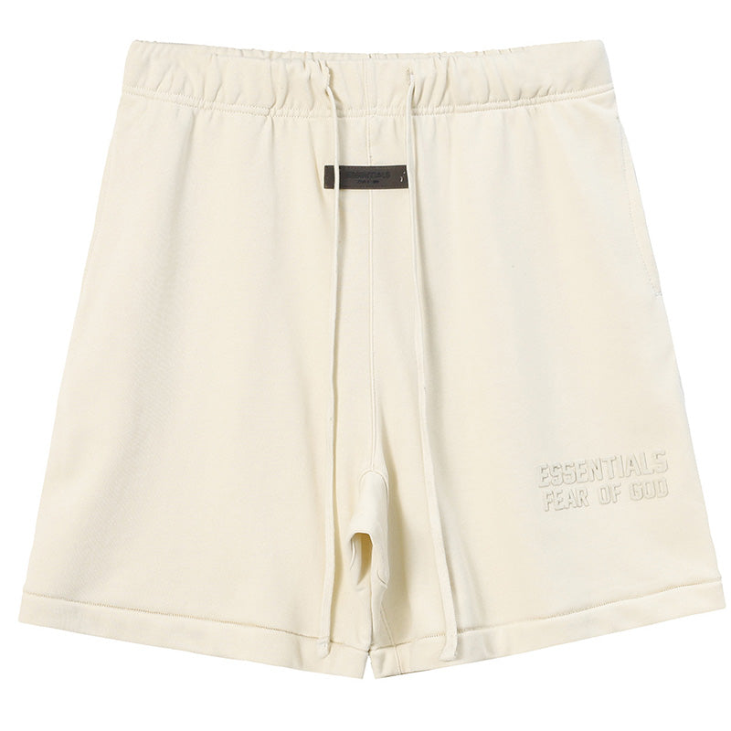 Fear of God Season 8 Flocked Letter Print Shorts – Ivory / Dim Gray