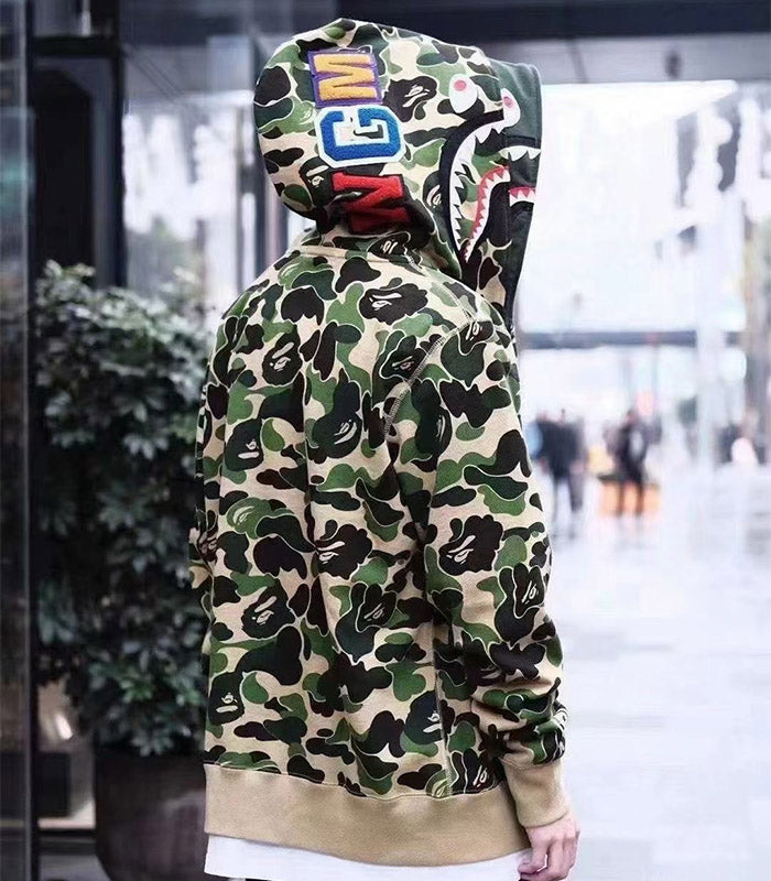 BAPE Big ABC Camo Shark Double-Hood Hoodie & Shorts Set