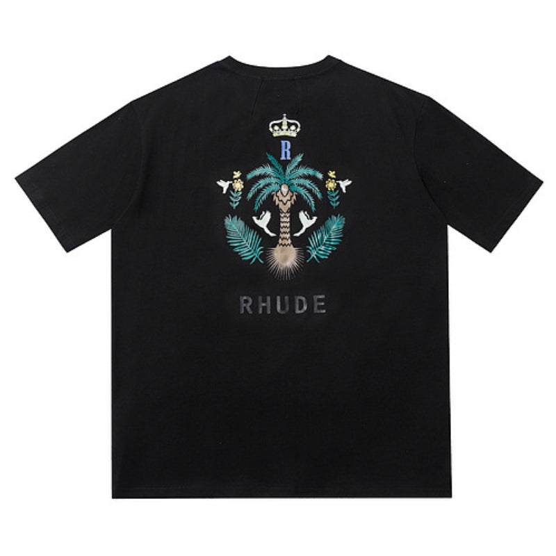 RHUDE Logo-Print T-Shirt – White / Black / Apricot
