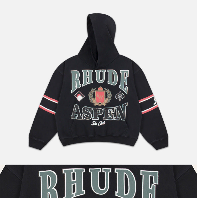 RHUDE Aspen Ski Club Crest Graphic Hoodie – Black