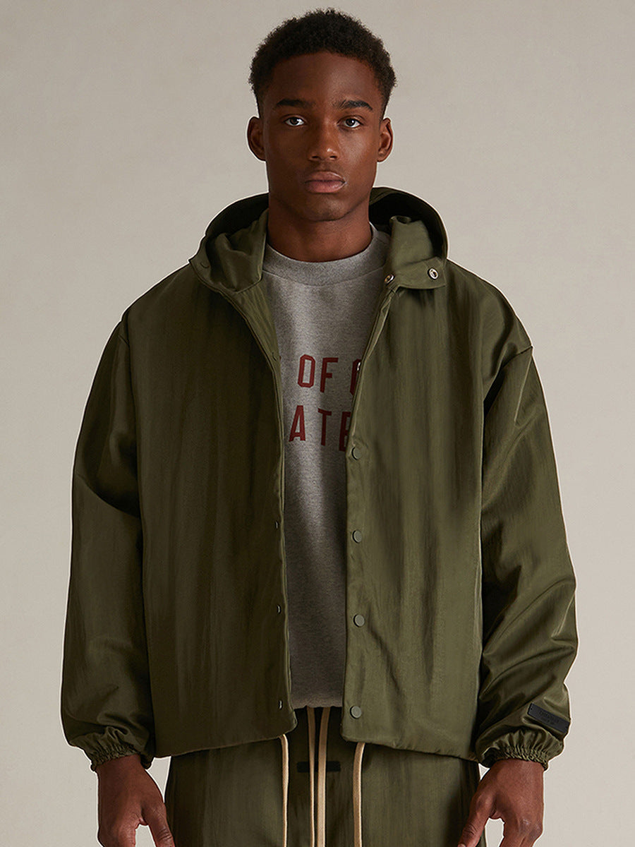 Fear Of God Essentials Arch Logo Hooded Jacket – Military Olive