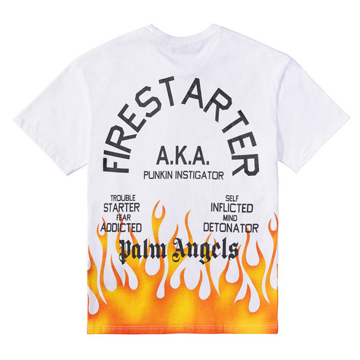 Palm Angels Racing Flames Hem Print Oversized T-Shirt