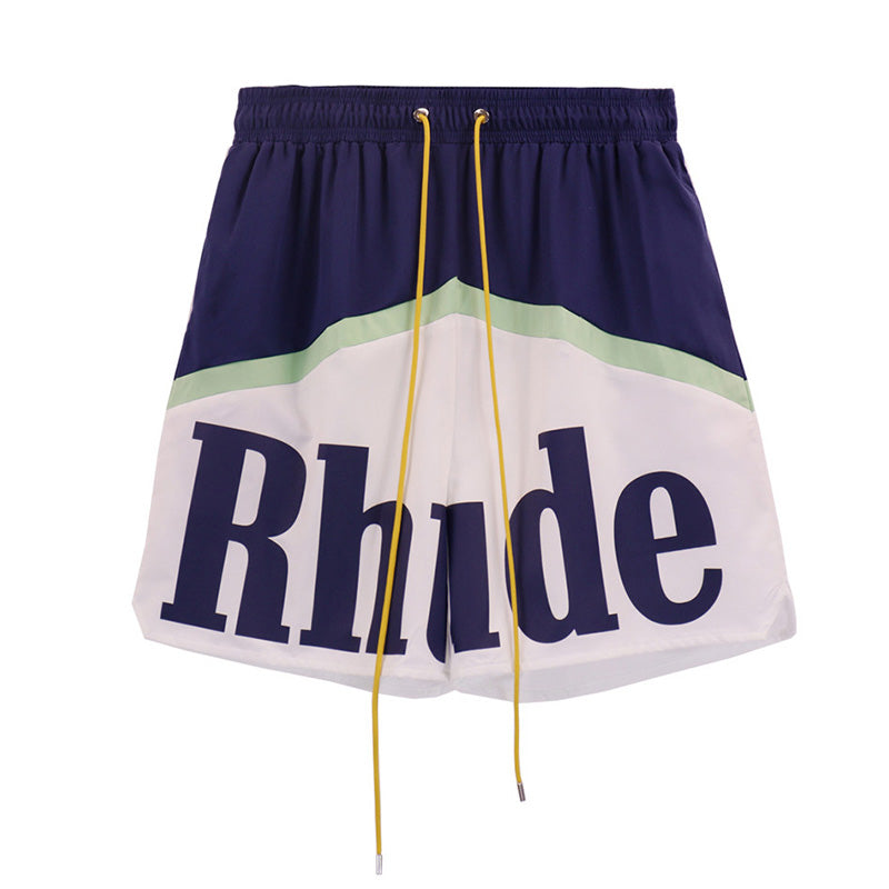 RHUDE Awakening Colour-Block Logo-Print Twill Drawstring Shorts