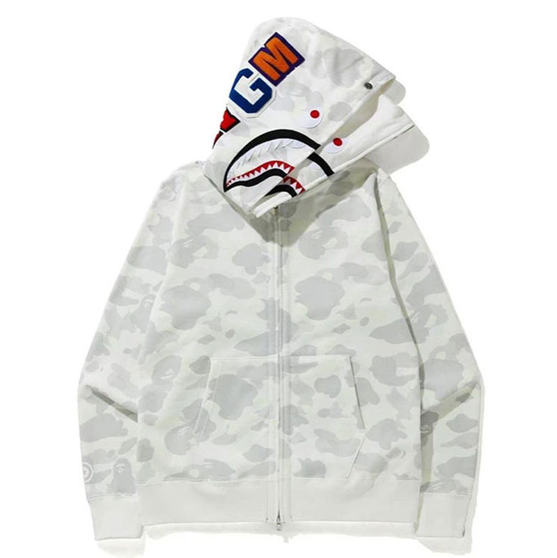BAPE Glow Camo Shark Wide Full-Zip Double Hoodie