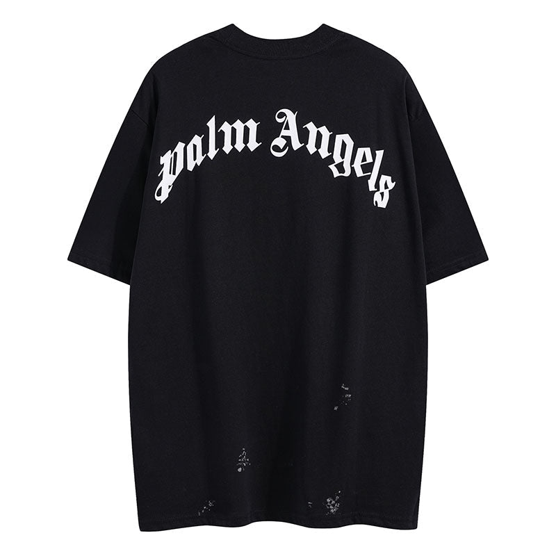 Palm Angels Neon Palm Tree Spray Paint Distressed T-Shirt & Shorts Set