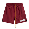 RHUDE Embroidered Tie Elastic Track Shorts – Wine Red