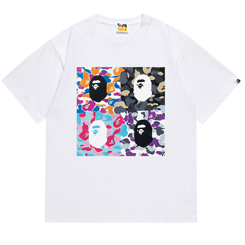 BAPE Multi-Camo Ape Head Grid Tee