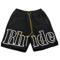 RHUDE 3M Reflective Letters Mesh Drawstring Shorts – Black