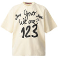 RRR123 Rainbow Snake Foam Letter Print T-Shirt – Apricot / White / Black