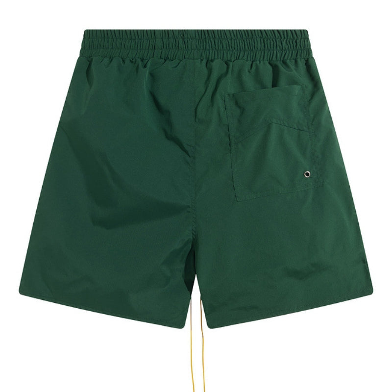 RHUDE Embroidered Tie Elastic Track Shorts – Green