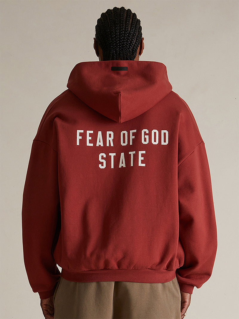 Fear Of God STATE Full-Zip Hoodie – Crimson Red