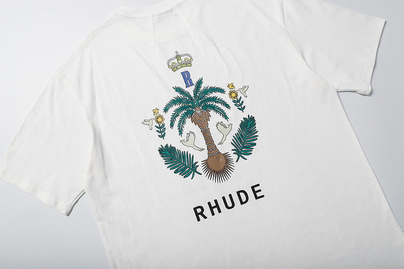 RHUDE Logo-Print T-Shirt – White / Black / Apricot