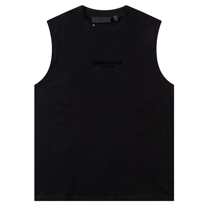 Fear of God Flocked Small Letter Print Sleeveless T-Shirt – Black / Apricot