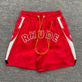RHUDE Court Logo Sport Shorts – Red / Green
