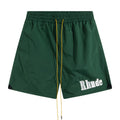 RHUDE Embroidered Tie Elastic Track Shorts – Green