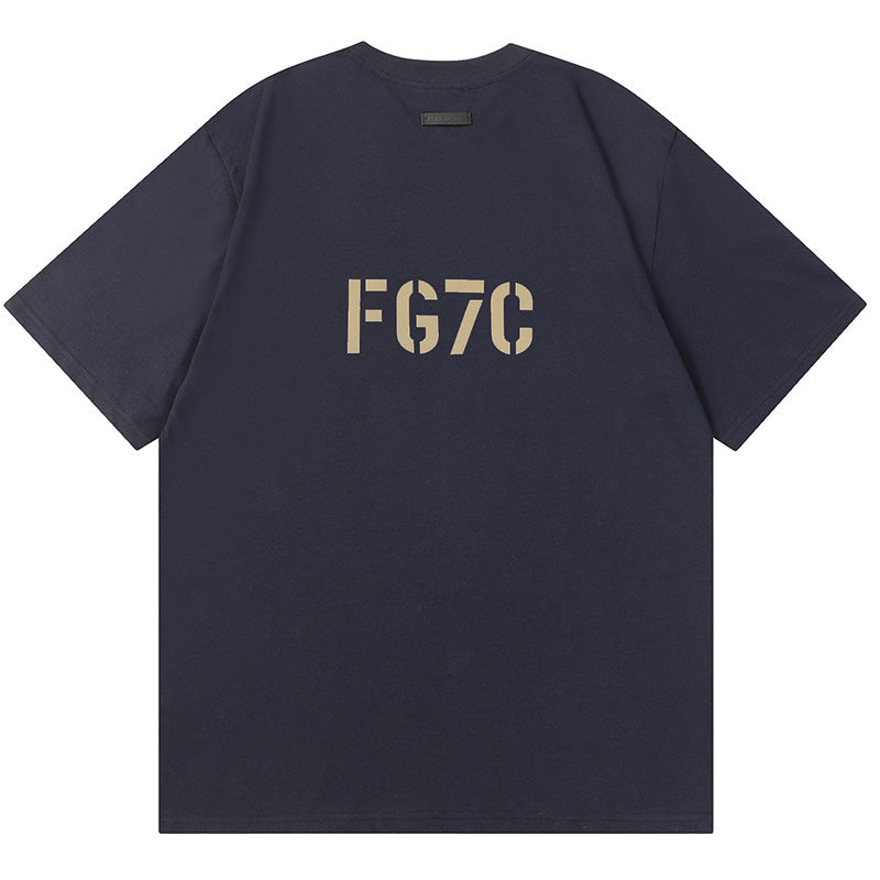 Fear of God Flocking FG7C Letters T-Shirt – Red / Black / Navy Blue