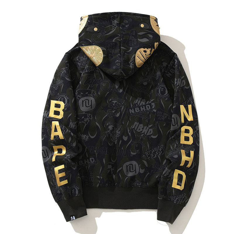 BAPE Black Gold Shark Camouflage Hoodie