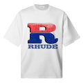 RHUDE Split Petrol Logo Tee – White / Black