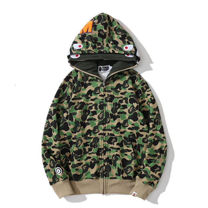BAPE Big ABC Camo Shark Double-Hood Hoodie & Shorts Set