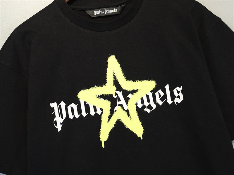 Palm Angels Spray Paint Star Gothic Logo Oversized T-Shirt